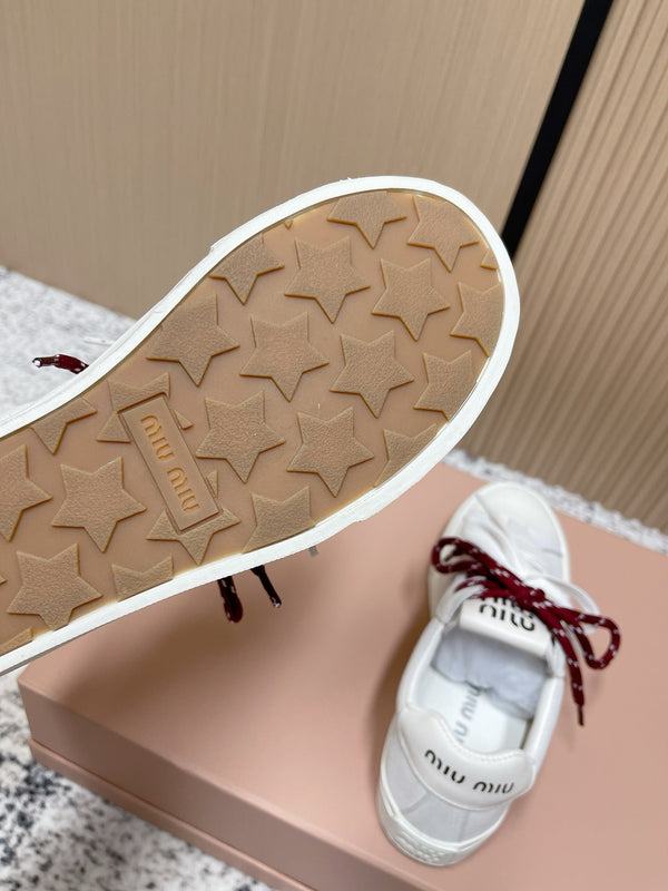 Miu Miu Plume Sneakers White  Red Yellow Suede Cowhite 533983
