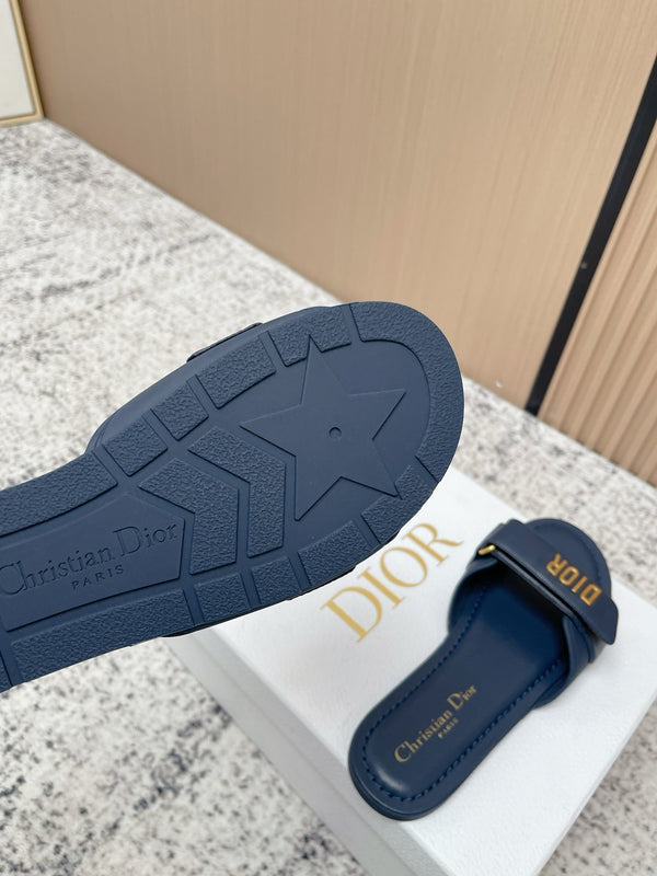 CD Dioriviera Dioract Slides Deep Blue Cowhide 752401