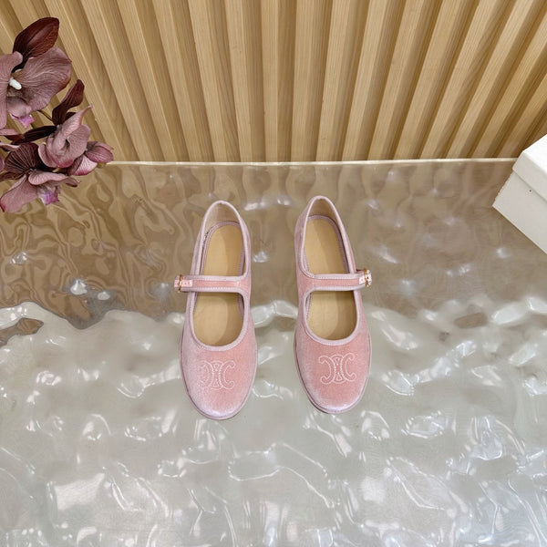 CL 26s Mary Jane Flats In Pink Velvet