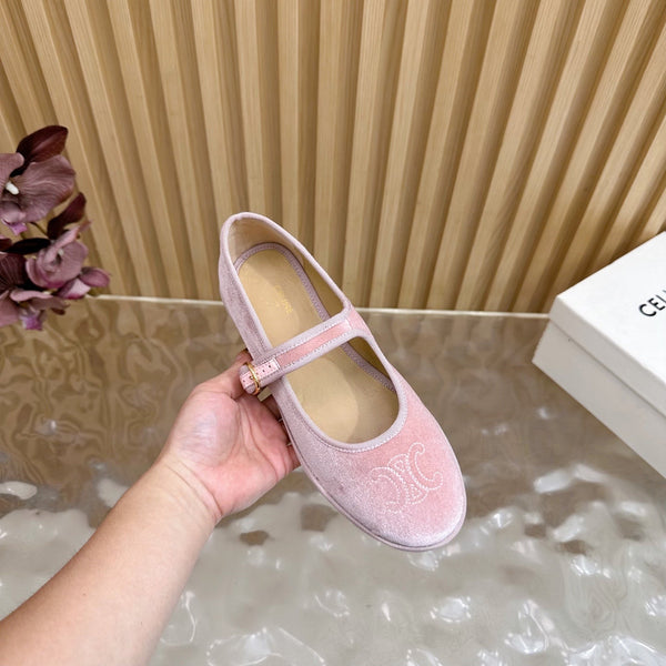 CL 26s Mary Jane Flats In Pink Velvet