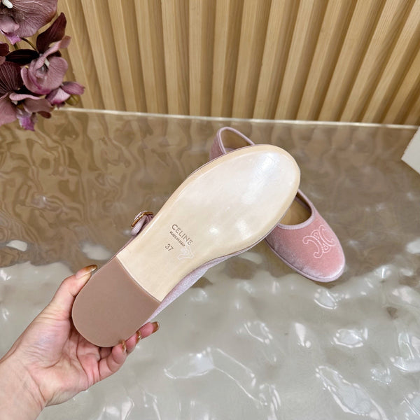 CL 26s Mary Jane Flats In Pink Velvet