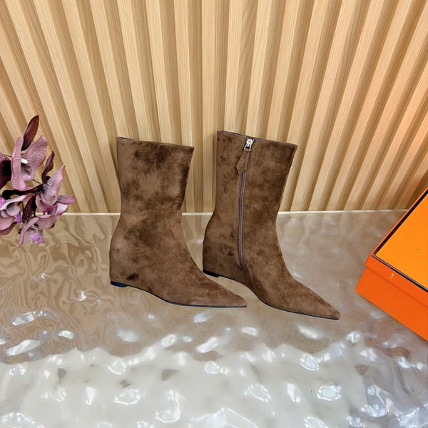 HM Leonie Ankle Boots 7cm Dark Brown Suede 589199