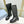 KNEE BOOTS WITH TRIANGLE LOGO IN BLACK CALFSKIN