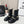 CC 26s Combat Sock Boots Black Calfskin Ribbed Knit 924507
