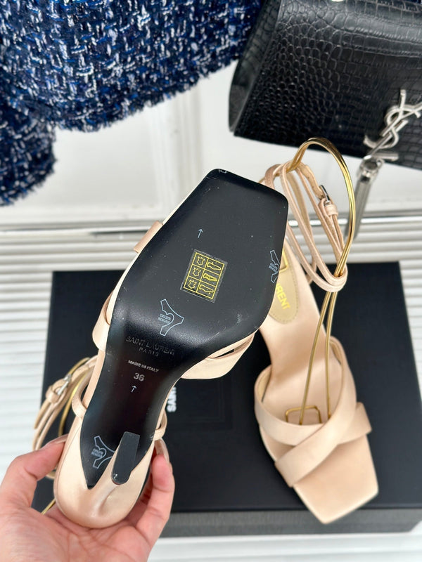SL CORINNE SANDALS BEIGE SATIN CREPE