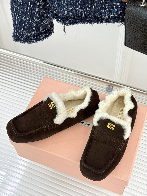Miumiu 25 Loafer Brown mix White Suede Fur 471993