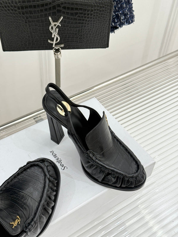 YSL 26WF Le Slingback 10.5cm Black Leather 642955