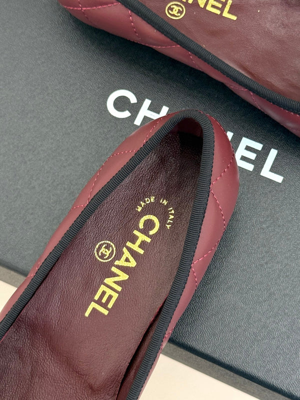 CC 26s Cambon Ballet Flats Burgundy Quited Lambskin 887793