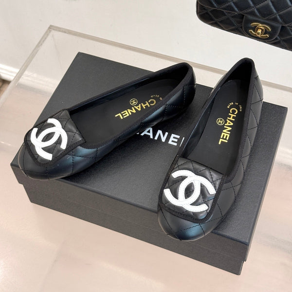 CC 26s Cambon Ballet Flats Black Quited Lambskin 887794