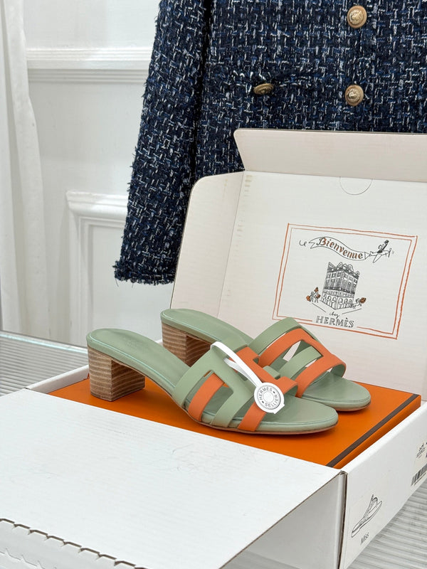 HM 26s Strappy Sandals Orange Green Sheepskin 905788