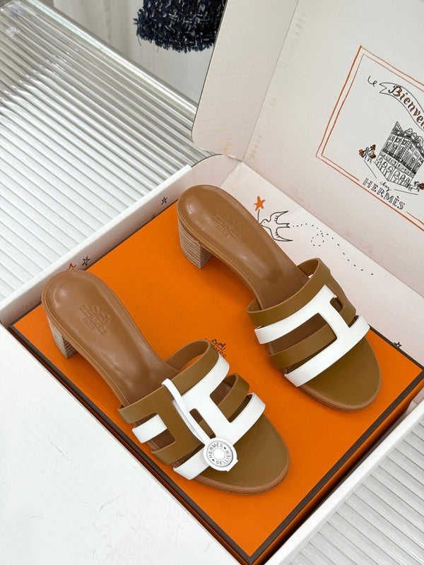 HM 26s Strappy Sandals Brown White Sheepskin 905790