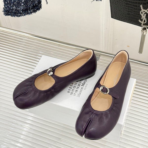 MM6 26s Tabi Mary Jane Ballerina Flats Dark Purple Leather 991572