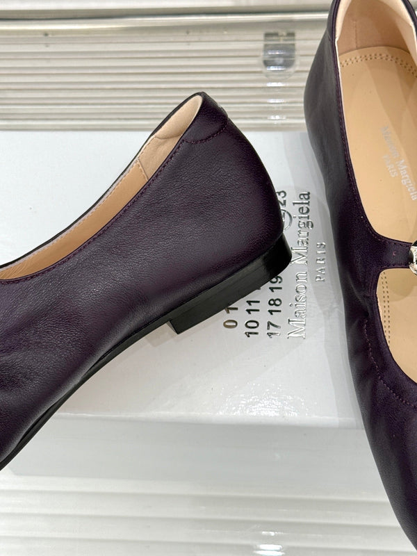 MM6 26s Tabi Mary Jane Ballerina Flats Dark Purple Leather 991572