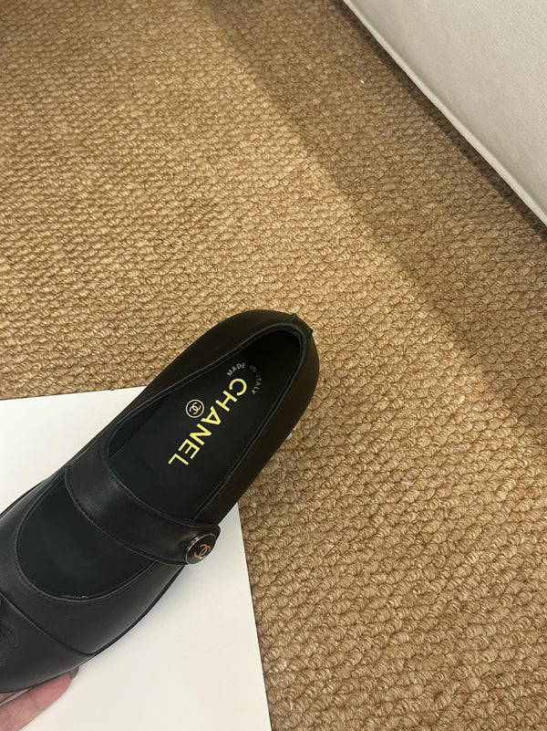 CC 26s Mary Jane Flats Black Calfskin