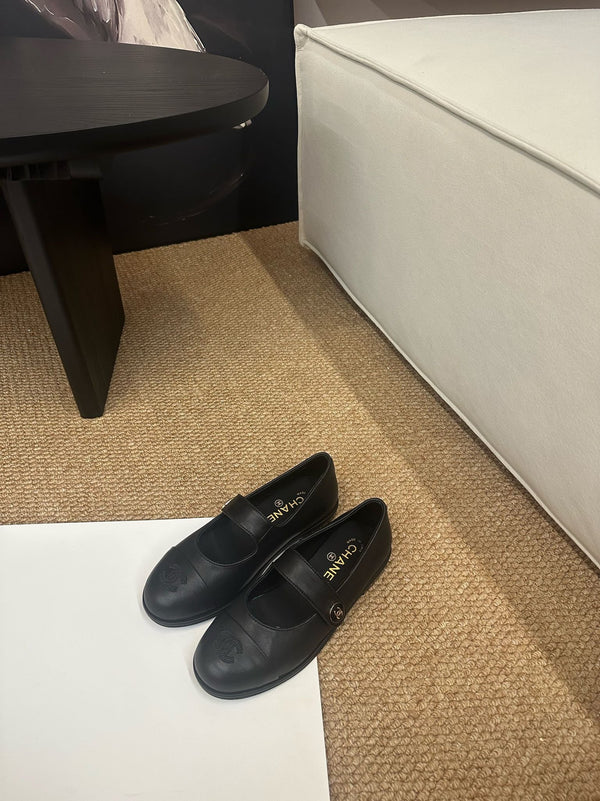 CC 26s Mary Jane Flats Black Calfskin