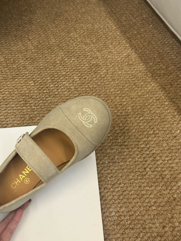 CC 26s Mary Jane Flats Beige Suede
