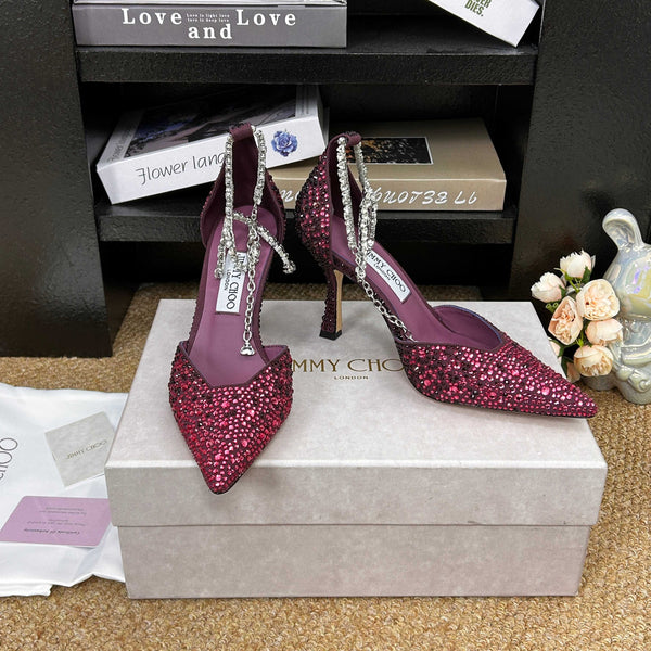 Jimmy 26 Stevie Pump 9cm Burgundy Crystal Leather 681906