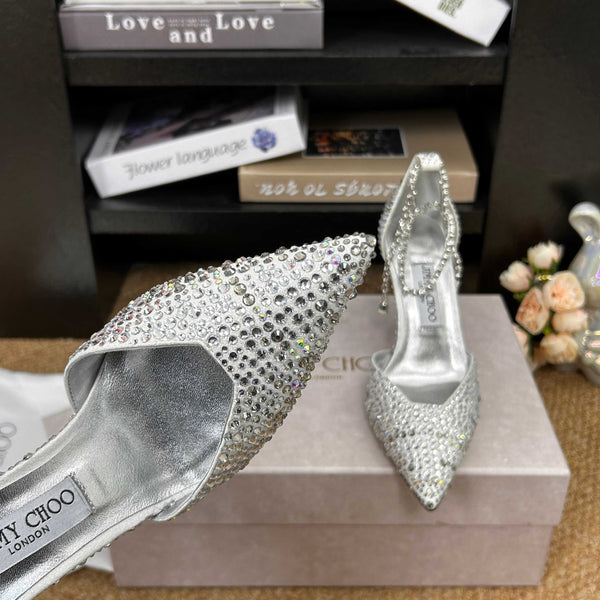Jimmy 26 Stevie Pump 9cm Sliver Crystal Leather 681907