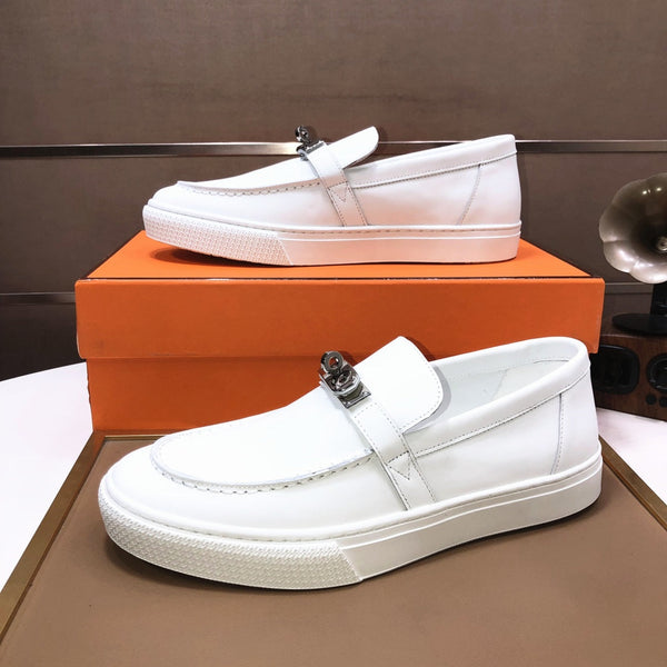 HM Men's Game Slip-on Loafer White Cowhide 473161