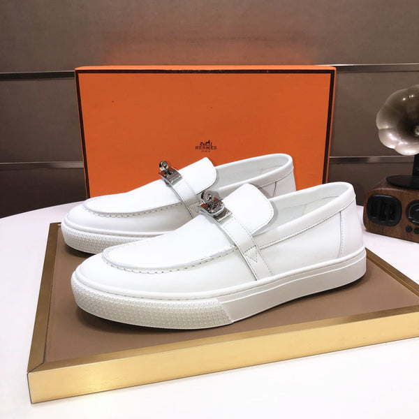 HM Men's Game Slip-on Loafer White Cowhide 473161