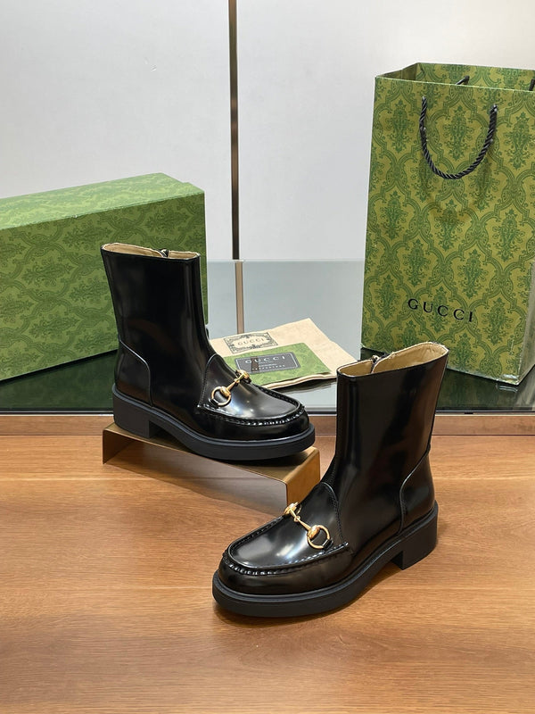 GG Horsebit Ankle Boot Black Calfskin