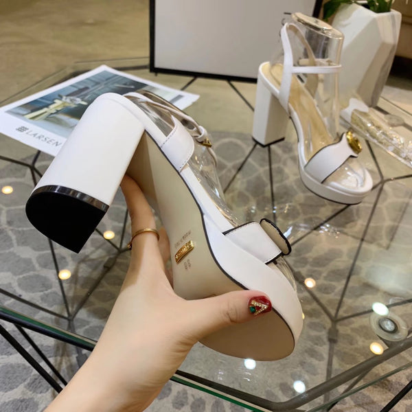 GG 26s Marmont Sandals 10cm White Leather 926705