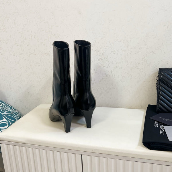 YSL 2025 Short Boot Black Calfskin 575014
