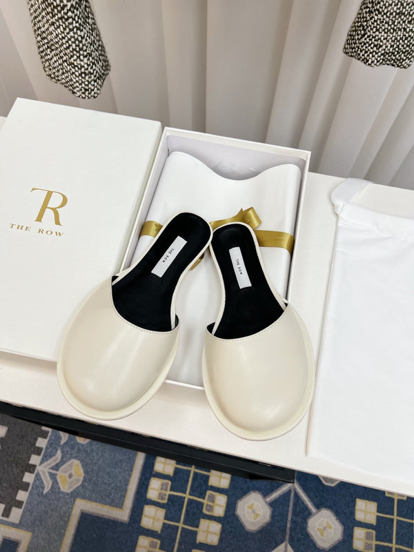 The Row Semi Slippers White Sheepskin 827475