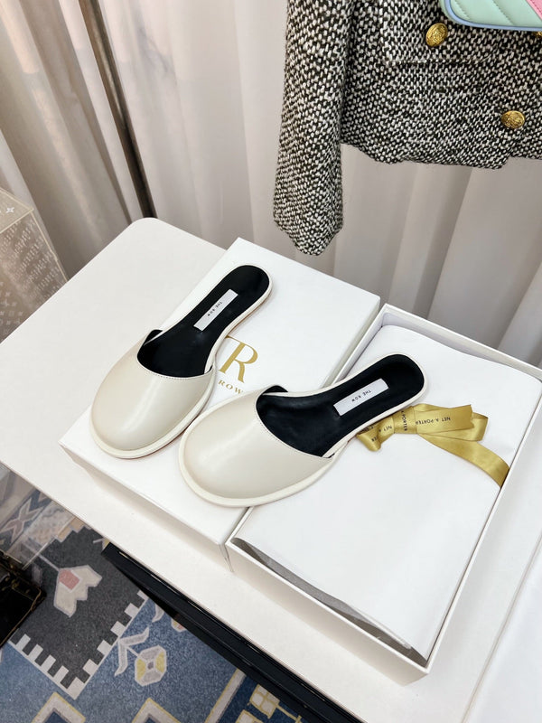 The Row Semi Slippers White Sheepskin 827475