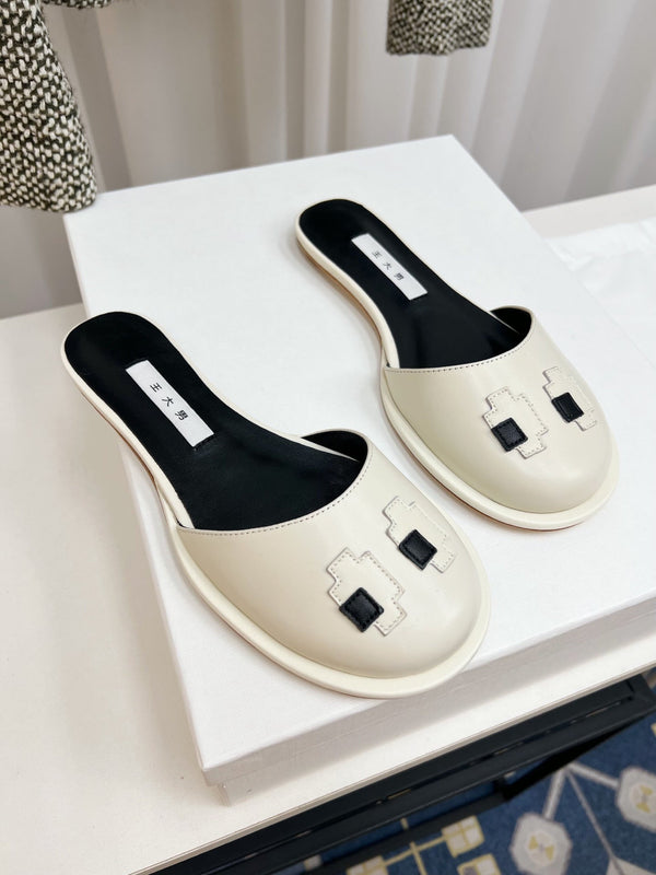 The Row Semi Slippers White Sheepskin 827491