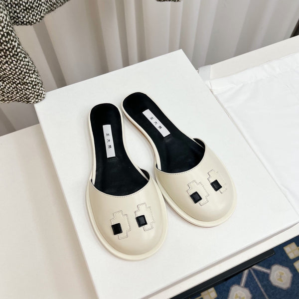The Row Semi Slippers White Sheepskin 827491