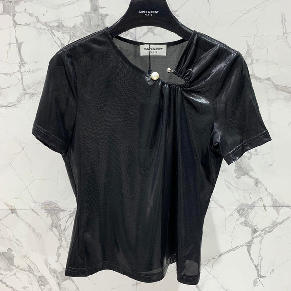 YSL 26s Blouse Metallic Black Polyester 408633