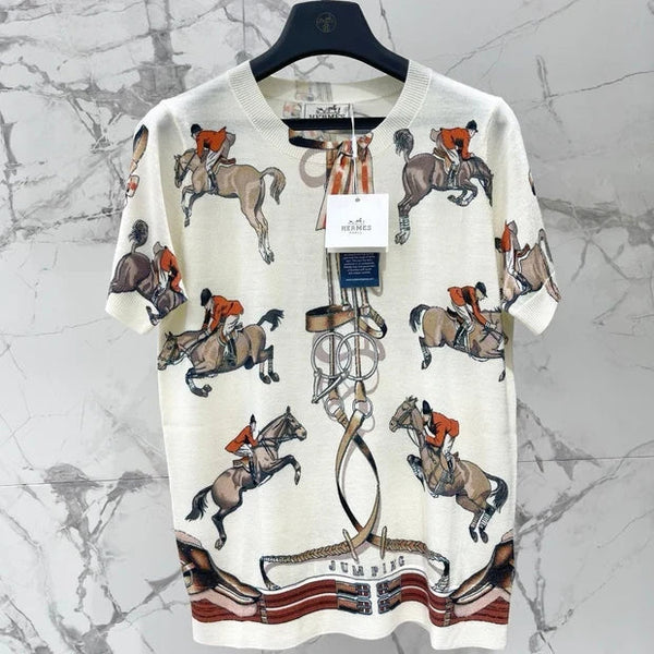 HM 2026 Blend Short-Sleeve Printed Shirt White Mix Colors Wool 653835