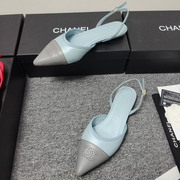 CC 26s Slingback Pointed Grey Blue Leather 681974