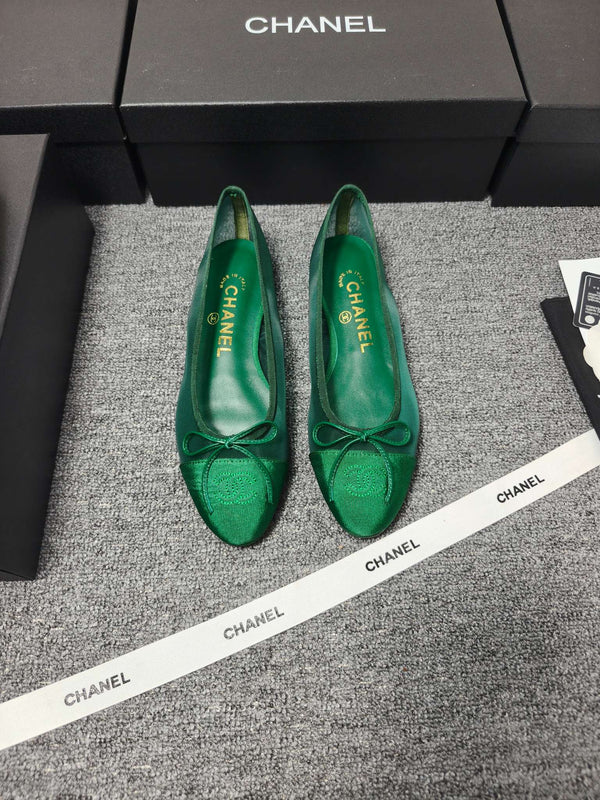 CC 26s Ballet Flat Green Mesh Fabric Sheepskin 681980