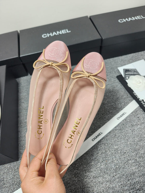 CC 26s Ballet Flat Light Pink Mesh Fabric Sheepskin 681981