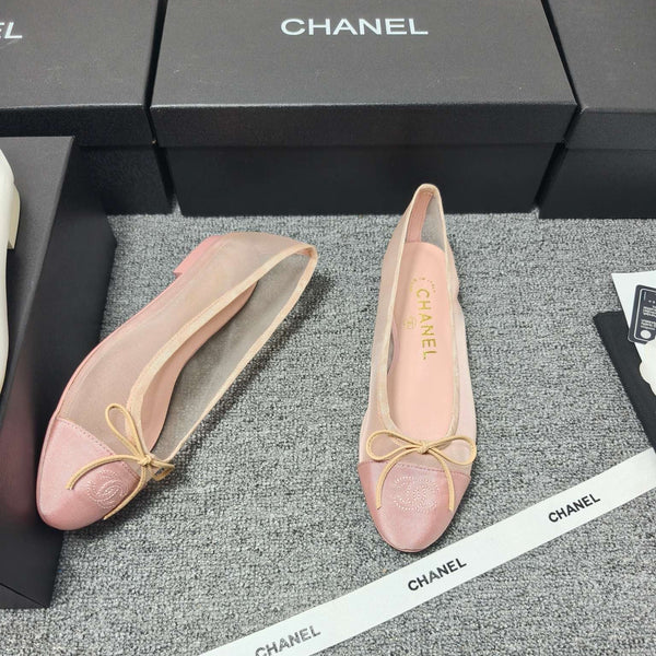 CC 26s Ballet Flat Light Pink Mesh Fabric Sheepskin 681981