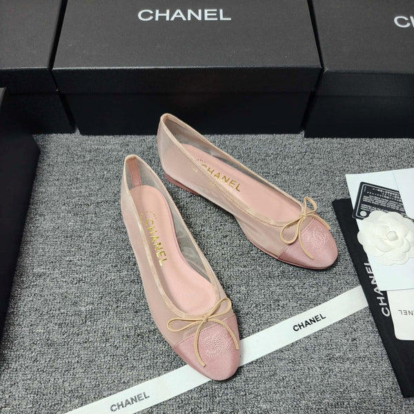 CC 26s Ballet Flat Light Pink Mesh Fabric Sheepskin 681981