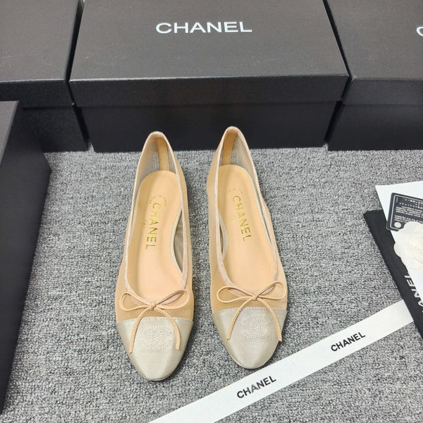 CC 26s Ballet Flat Beige Mesh Fabric Sheepskin 681984