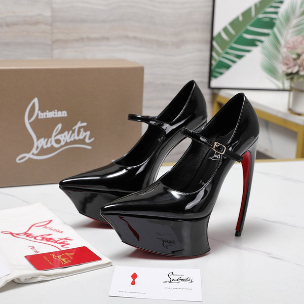 CL Matières Fécales Platform Pumps 15cm Black Patent Leather 637886