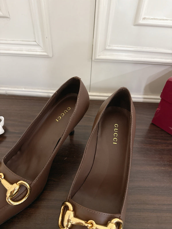 GG Boulevard Pumps 7.5cm Coffee Leather 888852