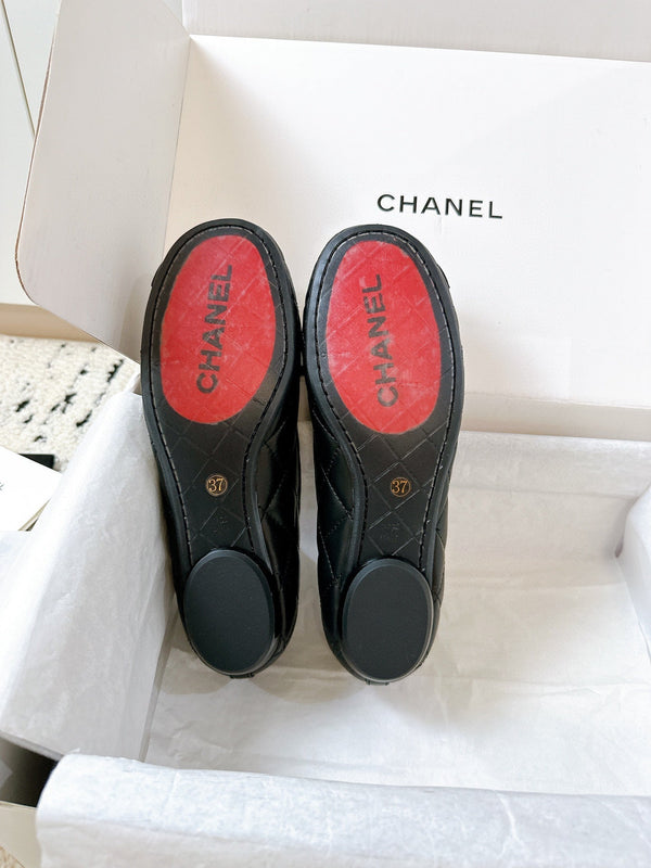 CC 26s Coco Beach Ballet Flats Black Quited Lambskin 741089
