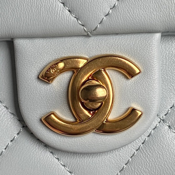 CC 24K Mini Flap Bag 21cm Cloud Blue Lambskin Gold Hardware