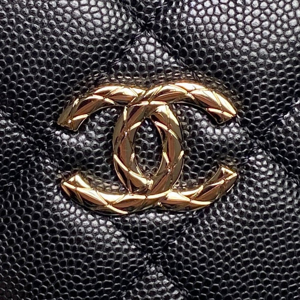 CC Coco Crush Handle Lunch Bag Black Caviar Leather