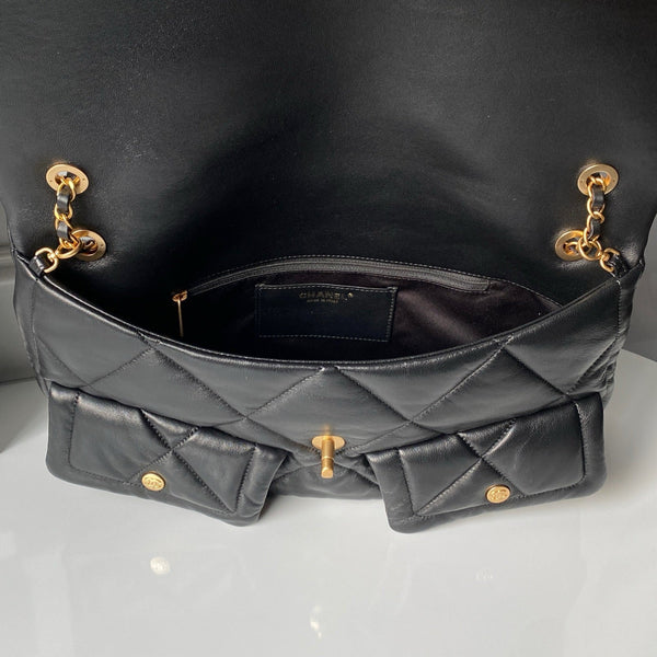 CC 26s Flap Bag 45cm In Black Lambskin With Gold Hardware