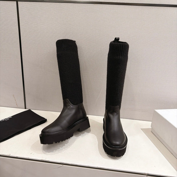 CE 26s Sock Long Boots Black Lambskin Cotton 101097