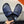 HM Oran H Black Buckle Slippers in Blue Cowhide 735247