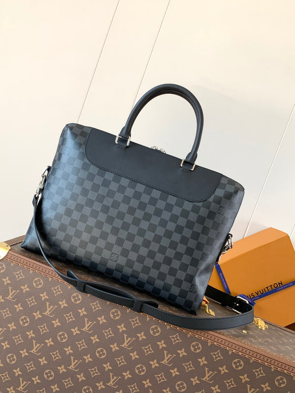 LV N48260 Porte-Documents Jour Briefcase Black Damier Ebene Canvas