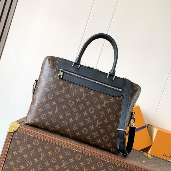 LV N54109 Porte-Documents Jour Briefcase Brown Monogram Canvas