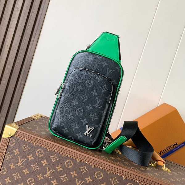 LV Mini Avenue Slingbag PM 12cm Black Bamboo Green Monogram Eclipse Canvas